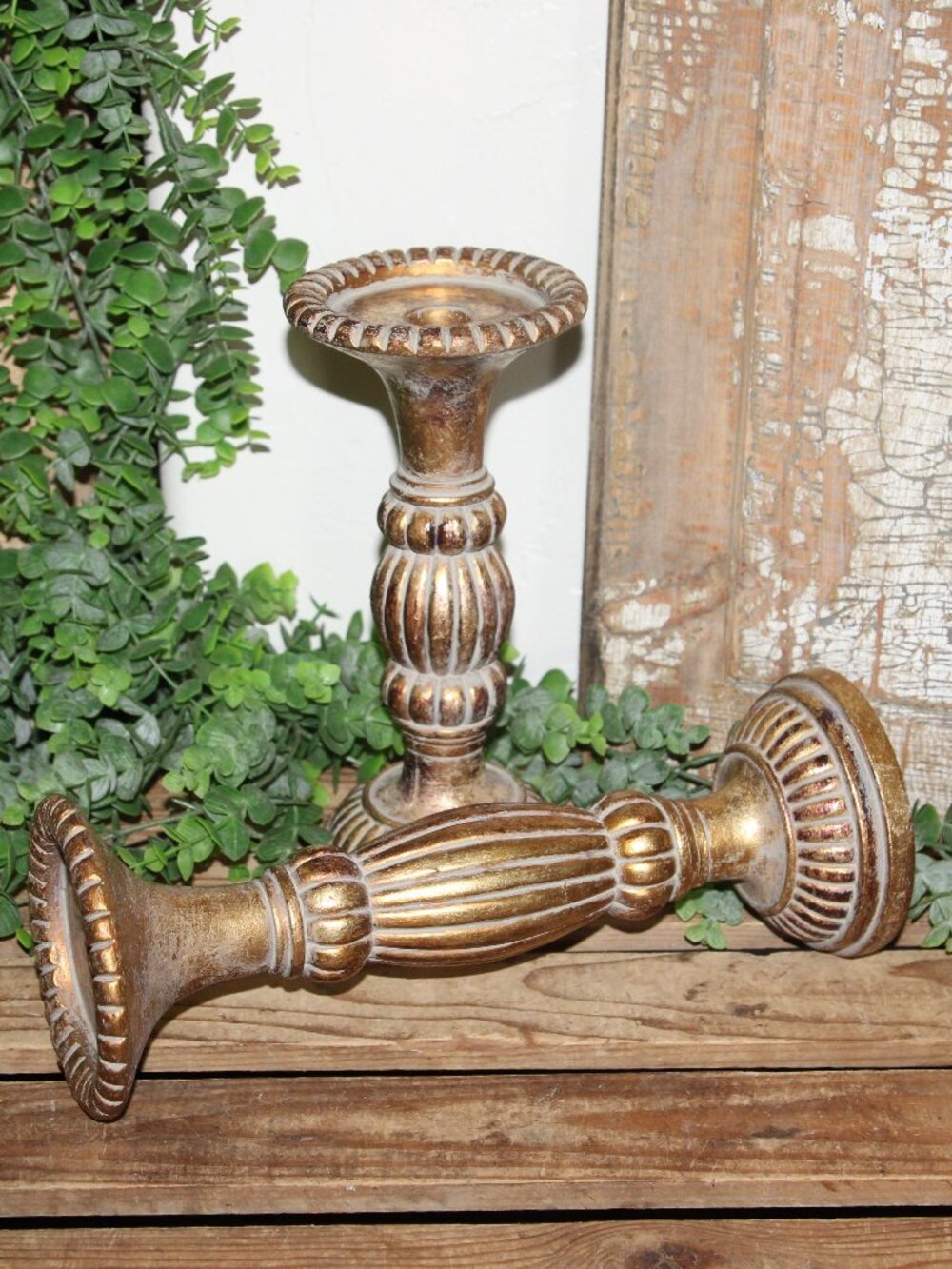 Pair of Elegant Old World French Country Gold Candle Holders